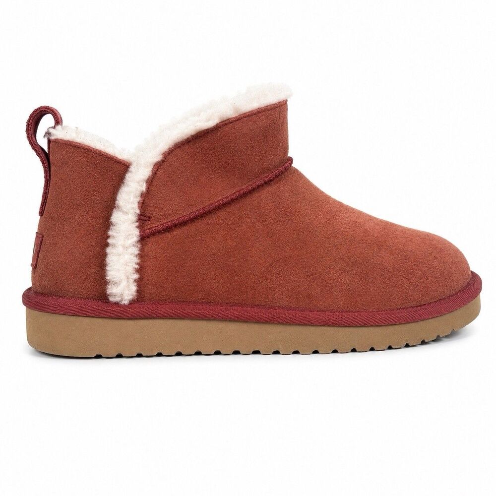 Koolaburra by UGG Women’s Size 10 Mini Ankle Boots Red Suede Shearling Lined